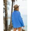 imageEkouaer Women 2 Piece Sets Lounge Sets Summer Outfits Button Down Shirts and Casual Shorts with PocketsSnorkel Blue