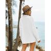 imageEkouaer Women 2 Piece Sets Lounge Sets Summer Outfits Button Down Shirts and Casual Shorts with PocketsWhite