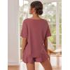 imageEkouaer Waffle Knit Lounge Sets for Women 2 Piece Outfits Short Sleeve Top and Shorts Pajama Sets Tracksuit SweatsuitsFuchsia Red