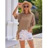imageEkouaer Waffle Knit Lounge Sets for Women 2 Piece Outfits Short Sleeve Top and Shorts Pajama Sets Tracksuit SweatsuitsKhaki