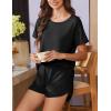 imageEkouaer Women 2 Piece Pajama Sets Crew Neck Pjs Soft Short Sleeve Top and Shorts Sleepwear Summer Lounge SetBlack