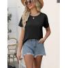 imageEkouaer Women 2 Piece Pajama Sets Crew Neck Pjs Soft Short Sleeve Top and Shorts Sleepwear Summer Lounge SetBlack
