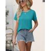 imageEkouaer Women 2 Piece Pajama Sets Crew Neck Pjs Soft Short Sleeve Top and Shorts Sleepwear Summer Lounge SetBlue Gren
