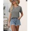 imageEkouaer Women 2 Piece Pajama Sets Crew Neck Pjs Soft Short Sleeve Top and Shorts Sleepwear Summer Lounge SetGrey
