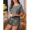 imageEkouaer Women 2 Piece Pajama Sets Crew Neck Pjs Soft Short Sleeve Top and Shorts Sleepwear Summer Lounge SetGrey