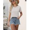 imageEkouaer Women 2 Piece Pajama Sets Crew Neck Pjs Soft Short Sleeve Top and Shorts Sleepwear Summer Lounge SetGrey Striped