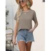 imageEkouaer Women 2 Piece Pajama Sets Crew Neck Pjs Soft Short Sleeve Top and Shorts Sleepwear Summer Lounge SetKhaki