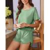imageEkouaer Women 2 Piece Pajama Sets Crew Neck Pjs Soft Short Sleeve Top and Shorts Sleepwear Summer Lounge SetLight Green