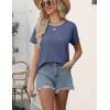 imageEkouaer Women 2 Piece Pajama Sets Crew Neck Pjs Soft Short Sleeve Top and Shorts Sleepwear Summer Lounge SetNavy Blue