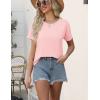 imageEkouaer Women 2 Piece Pajama Sets Crew Neck Pjs Soft Short Sleeve Top and Shorts Sleepwear Summer Lounge SetPink