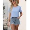 imageEkouaer Women 2 Piece Pajama Sets Crew Neck Pjs Soft Short Sleeve Top and Shorts Sleepwear Summer Lounge SetSky Blue
