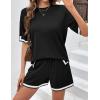 imageEkouaer Womens Knit Lounge Set 2 Piece Sweater Sets Short Sleeve Sweatsuit Pullover TopsBlack
