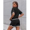 imageEkouaer Womens Knit Lounge Set 2 Piece Sweater Sets Short Sleeve Sweatsuit Pullover TopsBlack