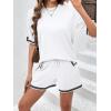 imageEkouaer Womens Knit Lounge Set 2 Piece Sweater Sets Short Sleeve Sweatsuit Pullover TopsWhite