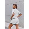 imageEkouaer Womens Knit Lounge Set 2 Piece Sweater Sets Short Sleeve Sweatsuit Pullover TopsWhite