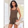 imageEkouaer Womens Pajama Set Shorts Sleeveless Lounge Sets Summer 2 Piece Pjs Tank Top and Shorts with PocketsBrown