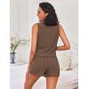 imageEkouaer Womens Pajama Set Shorts Sleeveless Lounge Sets Summer 2 Piece Pjs Tank Top and Shorts with PocketsBrown