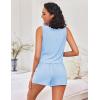 imageEkouaer Womens Pajama Set Shorts Sleeveless Lounge Sets Summer 2 Piece Pjs Tank Top and Shorts with PocketsClear Blue