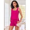imageEkouaer Womens Pajama Set Shorts Sleeveless Lounge Sets Summer 2 Piece Pjs Tank Top and Shorts with PocketsRose Red