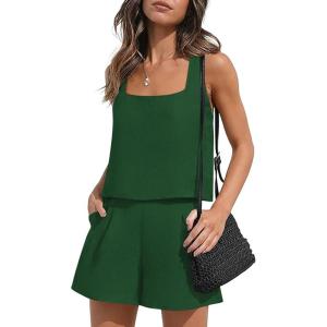 imageEkouaer Womens Pajama Set Shorts Sleeveless Lounge Sets Summer 2 Piece Pjs Tank Top and Shorts with PocketsBright Green