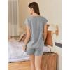 imageEkouaer Lounge Sets For Women Cotton Pajamas for Women Set 2 Piece Cap Sleeve Pjs Shorts Set SXXLLght Grey