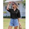 imageEkouaer Pajamas for Women Button Up Lounge Set Waffle Knit Loungewear Short Sleeve Pjs 2 Piece Sleepwear Shorts SetBlack