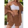imageEkouaer Pajamas for Women Button Up Lounge Set Waffle Knit Loungewear Short Sleeve Pjs 2 Piece Sleepwear Shorts SetBrown
