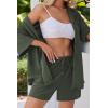 imageEkouaer Pajamas for Women Button Up Lounge Set Waffle Knit Loungewear Short Sleeve Pjs 2 Piece Sleepwear Shorts SetDark Army Green