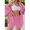 imageEkouaer Pajamas for Women Button Up Lounge Set Waffle Knit Loungewear Short Sleeve Pjs 2 Piece Sleepwear Shorts SetFuscia