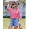 imageEkouaer Pajamas for Women Button Up Lounge Set Waffle Knit Loungewear Short Sleeve Pjs 2 Piece Sleepwear Shorts SetFuscia