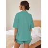 imageEkouaer Pajamas for Women Button Up Lounge Set Waffle Knit Loungewear Short Sleeve Pjs 2 Piece Sleepwear Shorts SetGray Green