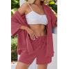 imageEkouaer Pajamas for Women Button Up Lounge Set Waffle Knit Loungewear Short Sleeve Pjs 2 Piece Sleepwear Shorts SetGrey Fuchsia