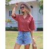imageEkouaer Pajamas for Women Button Up Lounge Set Waffle Knit Loungewear Short Sleeve Pjs 2 Piece Sleepwear Shorts SetGrey Fuchsia