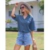 imageEkouaer Pajamas for Women Button Up Lounge Set Waffle Knit Loungewear Short Sleeve Pjs 2 Piece Sleepwear Shorts SetLake Blue