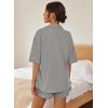 imageEkouaer Pajamas for Women Button Up Lounge Set Waffle Knit Loungewear Short Sleeve Pjs 2 Piece Sleepwear Shorts SetLight Grey