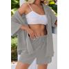 imageEkouaer Pajamas for Women Button Up Lounge Set Waffle Knit Loungewear Short Sleeve Pjs 2 Piece Sleepwear Shorts SetLight Grey
