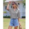 imageEkouaer Pajamas for Women Button Up Lounge Set Waffle Knit Loungewear Short Sleeve Pjs 2 Piece Sleepwear Shorts SetLight Grey