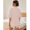 imageEkouaer Pajamas for Women Button Up Lounge Set Waffle Knit Loungewear Short Sleeve Pjs 2 Piece Sleepwear Shorts SetLight Pink