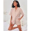 imageEkouaer Pajamas for Women Button Up Lounge Set Waffle Knit Loungewear Short Sleeve Pjs 2 Piece Sleepwear Shorts SetLight Pink