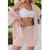 imageEkouaer Pajamas for Women Button Up Lounge Set Waffle Knit Loungewear Short Sleeve Pjs 2 Piece Sleepwear Shorts SetLight Pink