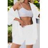 imageEkouaer Pajamas for Women Button Up Lounge Set Waffle Knit Loungewear Short Sleeve Pjs 2 Piece Sleepwear Shorts SetWhite