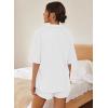 imageEkouaer Pajamas for Women Button Up Lounge Set Waffle Knit Loungewear Short Sleeve Pjs 2 Piece Sleepwear Shorts SetWhite