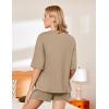 imageEkouaer Pajamas for Women Set 2 Piece PJ Soft Comfy Lounge Sets Short Sleeve Tops Shorts Sets Cotton Sleepwear SXXLKhaki