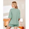 imageEkouaer Pajamas for Women Set 2 Piece PJ Soft Comfy Lounge Sets Short Sleeve Tops Shorts Sets Cotton Sleepwear SXXLLight Green
