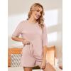 imageEkouaer Pajamas for Women Set 2 Piece PJ Soft Comfy Lounge Sets Short Sleeve Tops Shorts Sets Cotton Sleepwear SXXLLotus Pink