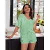 imageEkouaer Womens 2 Piece Short Sleeve Waffle Knit V Neck Off Shoulder Casual Loose Fit Sweatsuit OutfitsLight Green