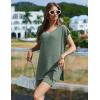 imageEkouaer Womens Pajamas Summer 2 Piece Sets Knit Loungewear V Neck Cap Sleeve Workout Sets Biker Shorts Tracksuit SXXLArmy Green