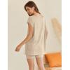 imageEkouaer Womens Pajamas Summer 2 Piece Sets Knit Loungewear V Neck Cap Sleeve Workout Sets Biker Shorts Tracksuit SXXLBeige