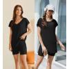 imageEkouaer Womens Pajamas Summer 2 Piece Sets Knit Loungewear V Neck Cap Sleeve Workout Sets Biker Shorts Tracksuit SXXLBlack