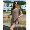 imageEkouaer Womens Pajamas Summer 2 Piece Sets Knit Loungewear V Neck Cap Sleeve Workout Sets Biker Shorts Tracksuit SXXLBrown